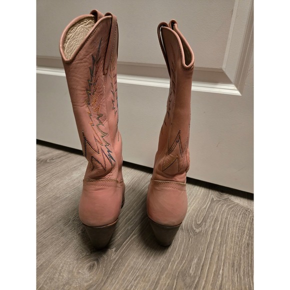 Samello Womens Boots Pink Leather Western Embroidered Size 6.5M - Picture 8 of 8